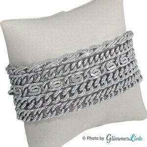 Vintage Luxor Tropic Germany Multi Strand Silver Tone Chain Bracelet